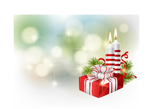Christmas candle with baubles vectors 05