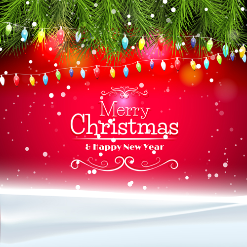 Christmas colored lights with snow vector Christmas colored lights with snow vector