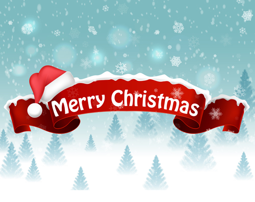 Christmas red ribbon with snowflake background vector 03 Christmas red ribbon with snowflake background vector 03