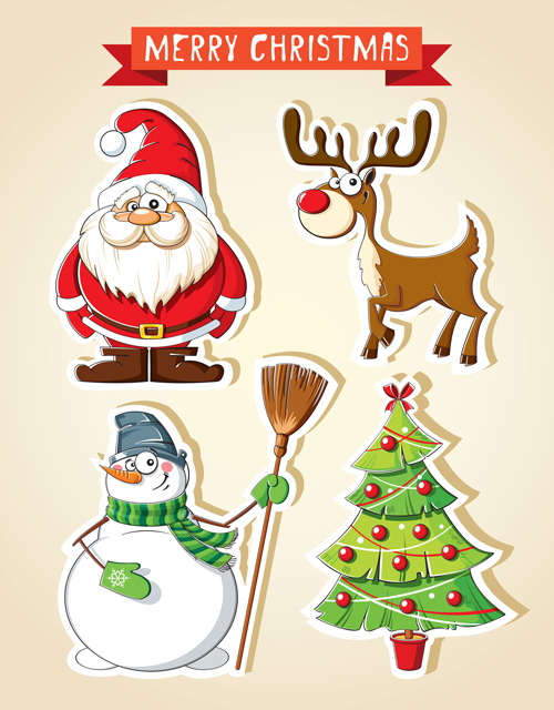 tree stickers snowman santa deer christmas 