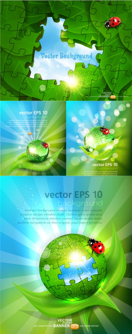 Creative green natural with puzzle background vector Creative green natural with puzzle background vector