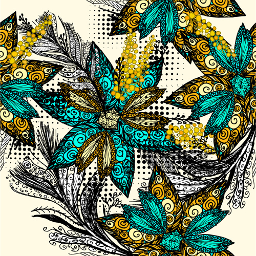 Floral hand drawn seamless vector pattern 02 Floral hand drawn seamless vector pattern 02
