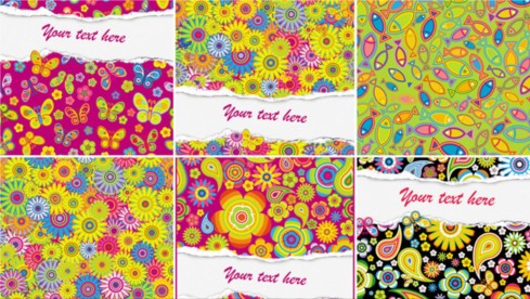 Floral effect with ripped open paper background vector