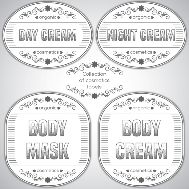Gray cosmetics labels vectors 03 Gray cosmetics labels vectors 03