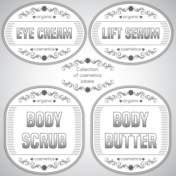 Gray cosmetics labels vectors 04 Gray cosmetics labels vectors 04