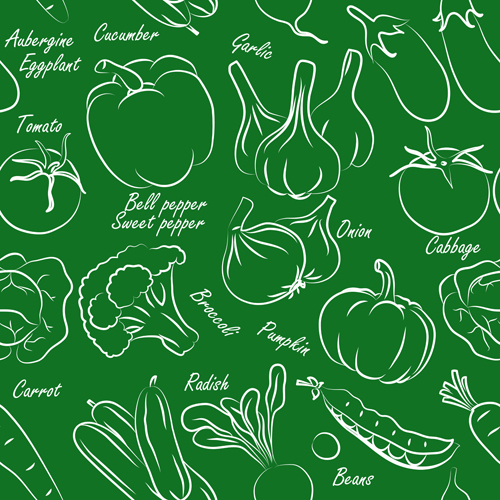 Hand drawn vegetables seamless pattern vector 02 Hand drawn vegetables seamless pattern vector 02