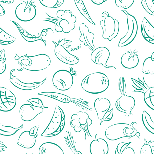 Hand drawn vegetables seamless pattern vector 03 Hand drawn vegetables seamless pattern vector 03