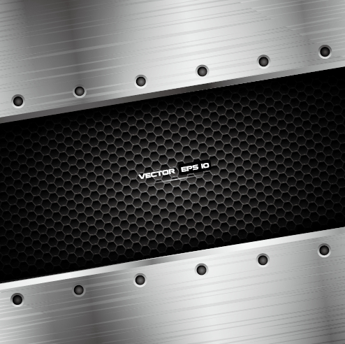 Metal honeycomb with chrome background vector 01 Metal honeycomb with chrome background vector 01