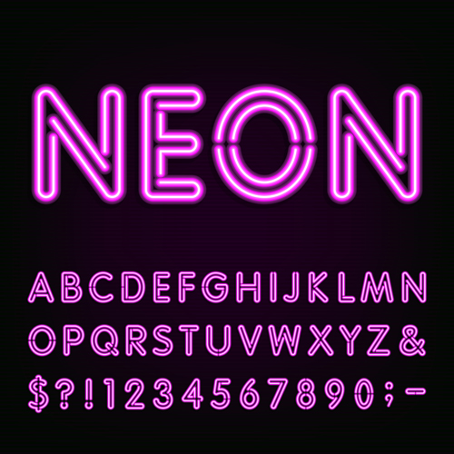 sign purple number neon alphabet 