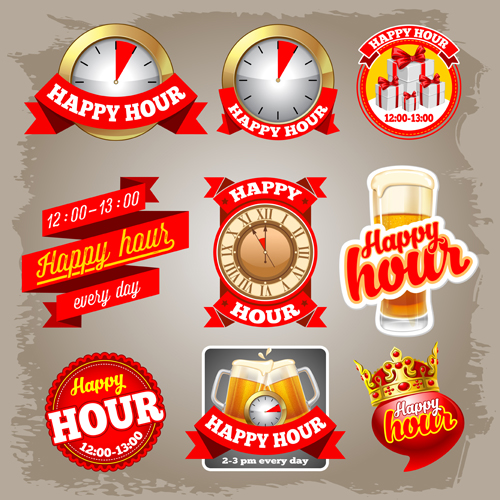 Red beer labels vector material Red beer labels vector material
