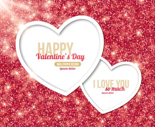 Red valentines day background with heart vector Red valentines day background with heart vector