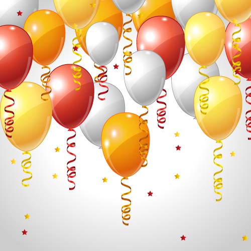 Red with yellow and white balloons birthday vector Red with yellow and white balloons birthday vector