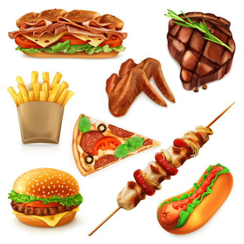 Shiny fast food vectors Shiny fast food vectors