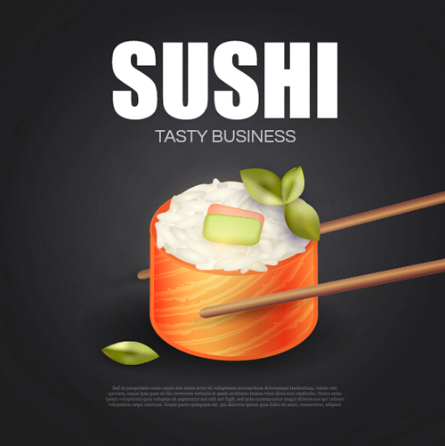 Sushi roll poster vintage vector 05 Sushi roll poster vintage vector 05