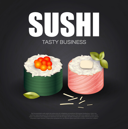 Sushi roll poster vintage vector 07 Sushi roll poster vintage vector 07