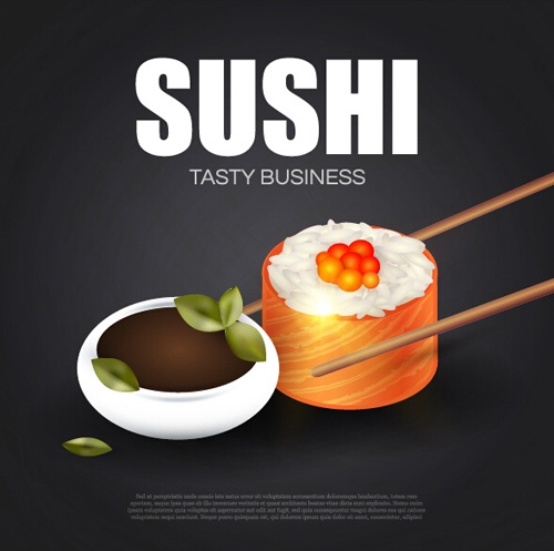 Sushi roll poster vintage vector 08 Sushi roll poster vintage vector 08
