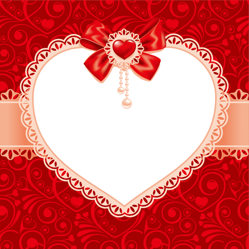 Valentines day heart with lace vector material 01 Valentines day heart with lace vector material 01