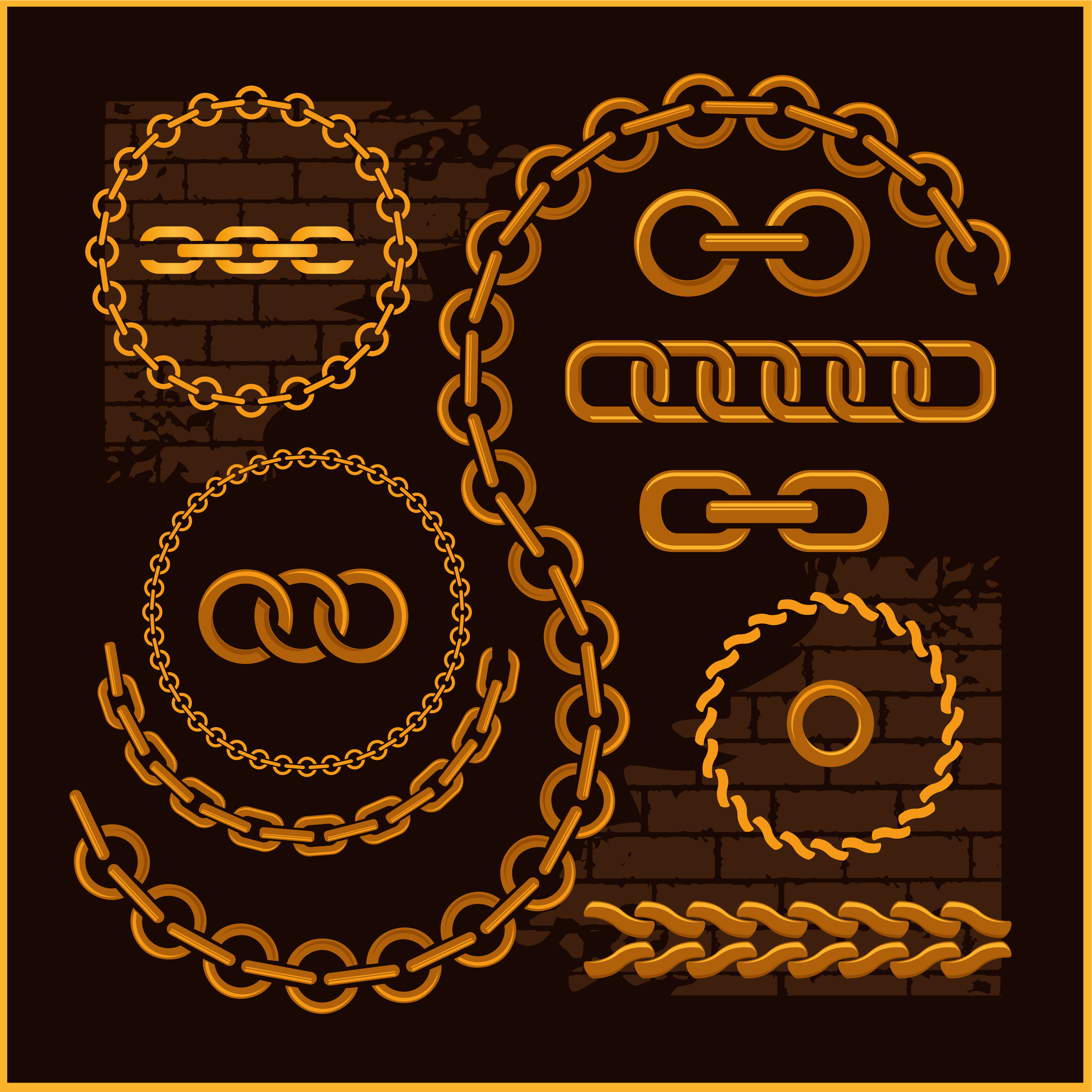Vector golden chains illustration 03 Vector golden chains illustration 03