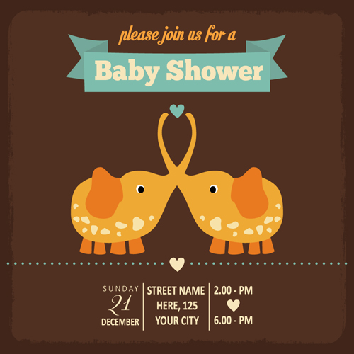 Vintage baby shower Invitation cards vector 03 Vintage baby shower Invitation cards vector 03