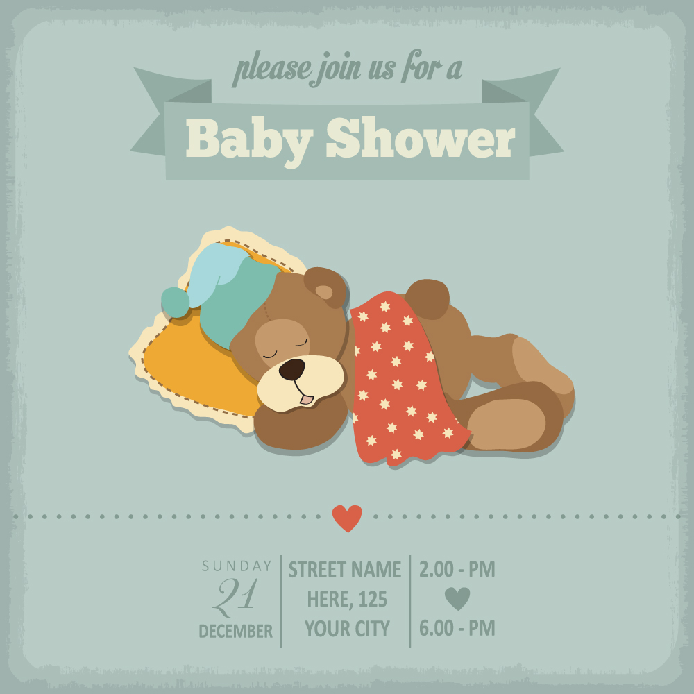 Vintage baby shower Invitation cards vector 06 Vintage baby shower Invitation cards vector 06