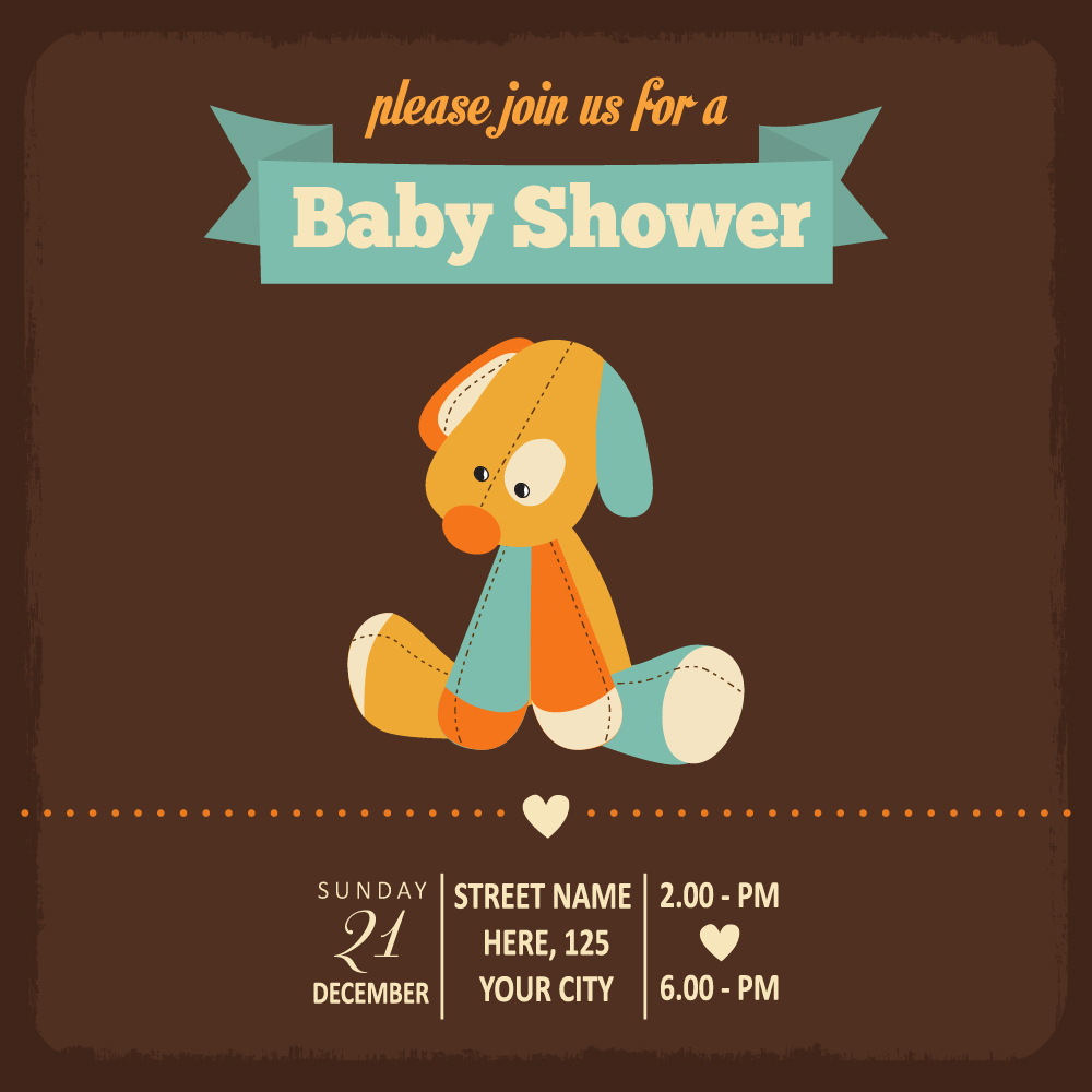 Vintage baby shower Invitation cards vector 07 Vintage baby shower Invitation cards vector 07