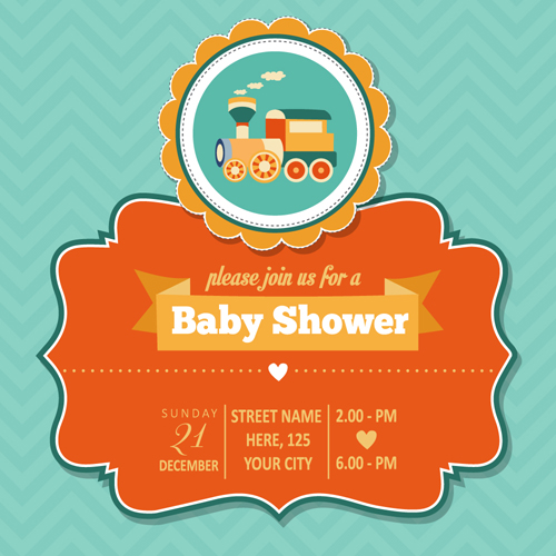 Vintage baby shower Invitation cards vector 08 - WeLoveSoLo