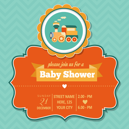 Vintage baby shower Invitation cards vector 08 Vintage baby shower Invitation cards vector 08