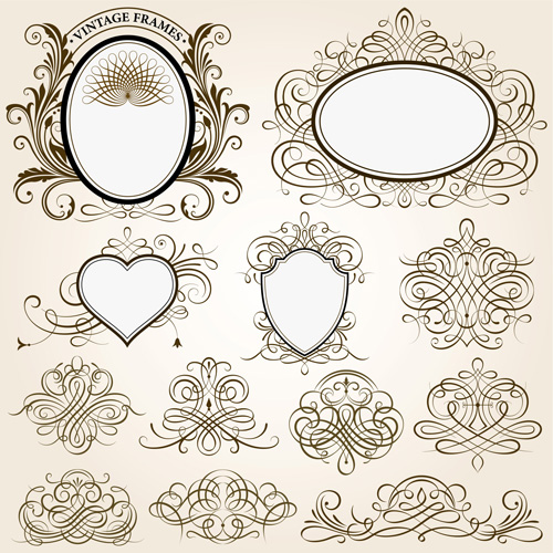 Vintage frames with calligraphic ornaments vector 01 Vintage frames with calligraphic ornaments vector 01