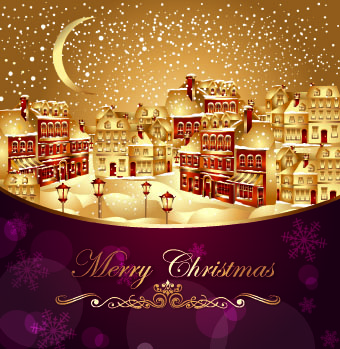2014 Christmas golden city background vector 2014 Christmas golden city background vector