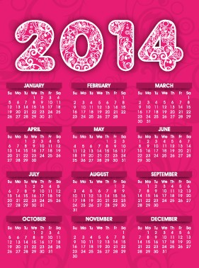 pink calendar 2014 