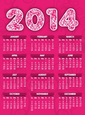 2014 calendar pink style design vector 2014 calendar pink style design vector