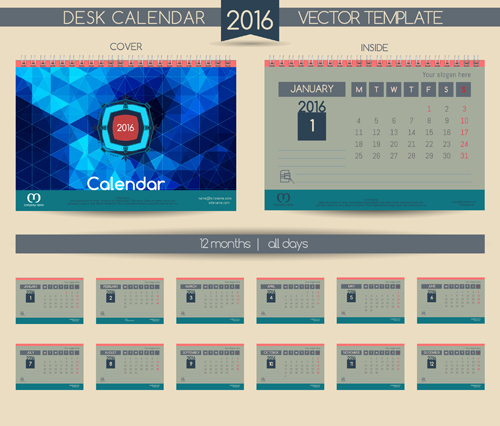 2016 New year desk calendar vector material 102 2016 New year desk calendar vector material 102