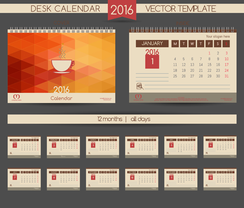 2016 New year desk calendar vector material 103 2016 New year desk calendar vector material 103