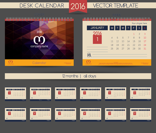 2016 New year desk calendar vector material 104