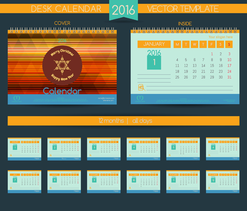 2016 New year desk calendar vector material 108 2016 New year desk calendar vector material 108