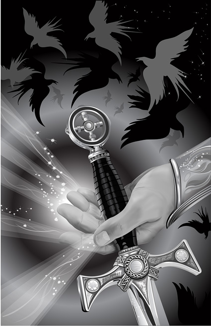 Black and white CG illustration style Vector Black and white CG illustration style Vector