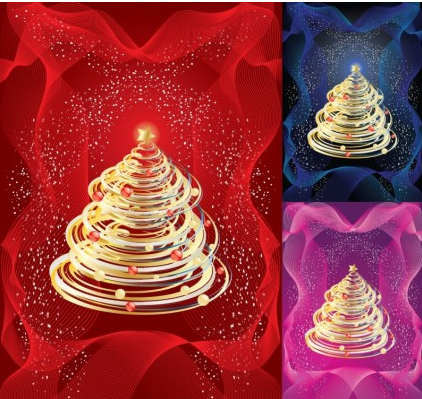 Abstract Gold Christmas Tree vector material Abstract Gold Christmas Tree vector material