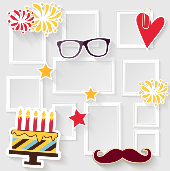 Birthday cake with photo frame vector Birthday cake with photo frame vector