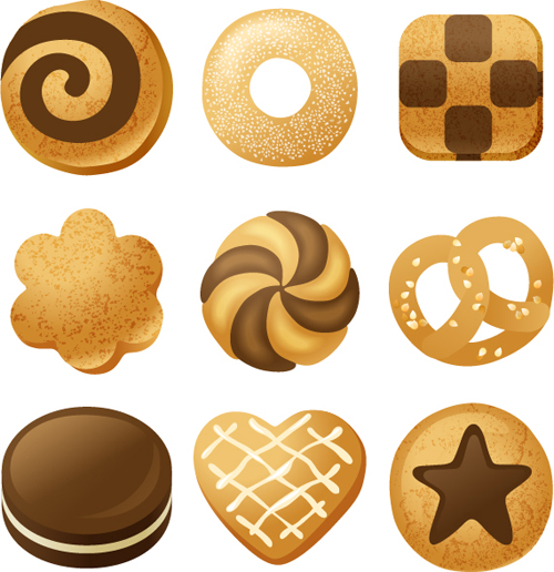 Biscuit food design vectors 03 Biscuit food design vectors 03