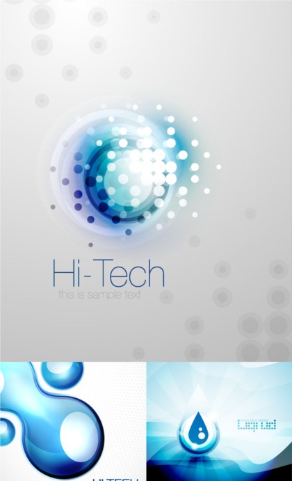 Blue water with tech background vector material Blue water with tech background vector material