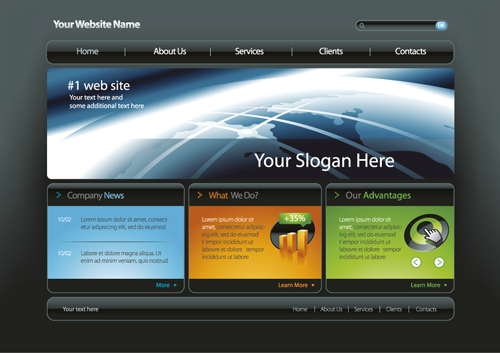 Business website template dark styles vector Business website template dark styles vector