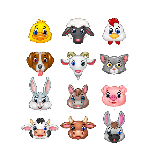 Cute cartoon animal head vector Cute cartoon animal head vector