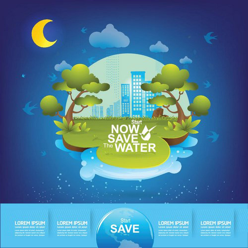 Eco life with save water template vector 02 Eco life with save water template vector 02