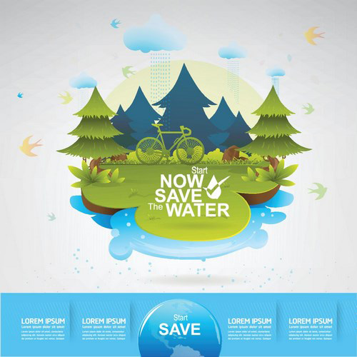 Eco life with save water template vector 03 Eco life with save water template vector 03