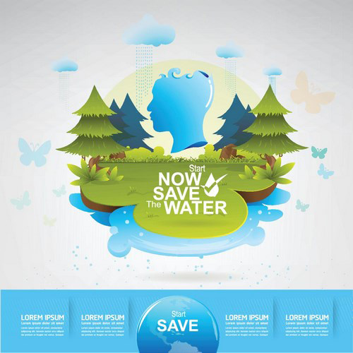 Eco life with save water template vector 04 Eco life with save water template vector 04