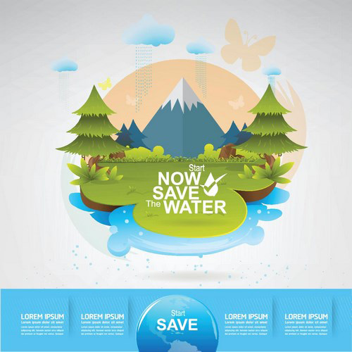 Eco life with save water template vector 05 Eco life with save water template vector 05