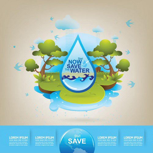 Eco life with save water template vector 06 Eco life with save water template vector 06