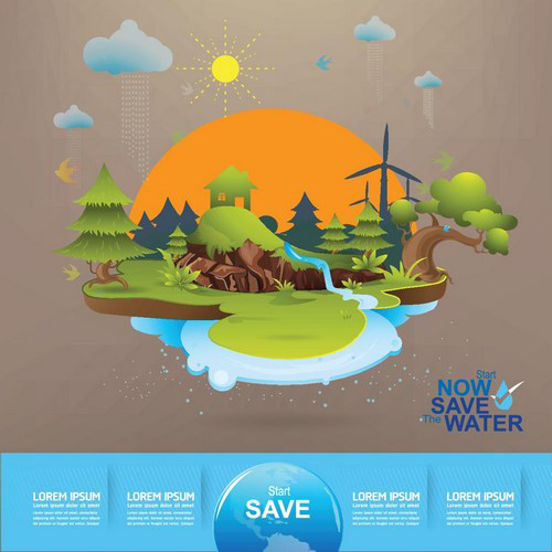 Eco life with save water template vector 07 Eco life with save water template vector 07