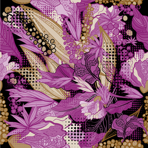 Floral hand drawn seamless vector pattern 01
