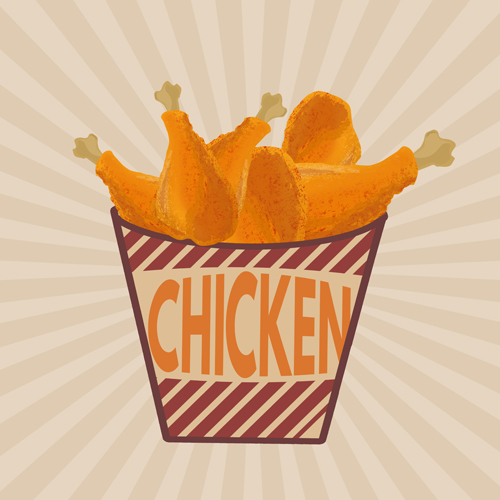 Fried chicken poster vector material 01